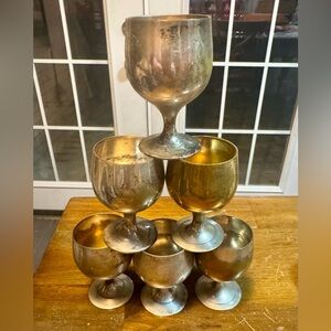 Vintage Set of 6 Silver Plated Goblet Set mini aperitif or cordial goblets
